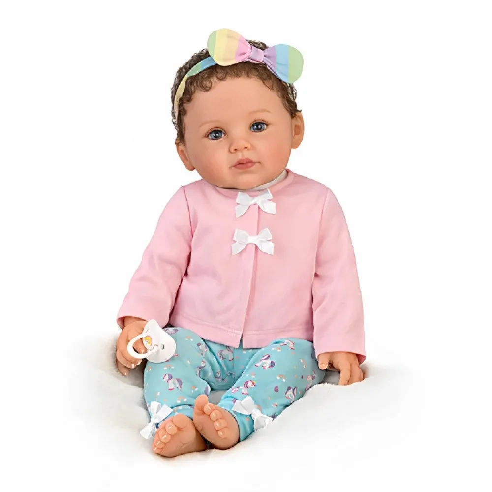 The Ashton-Drake Galleries One of A Kind Katherine Lifelike So Truly Real® Baby Girl Doll Weighted with Soft RealTouch® Vinyl Skin and Extra Coordinating Cardigan and Pants by Ping Lau 18"-Inches