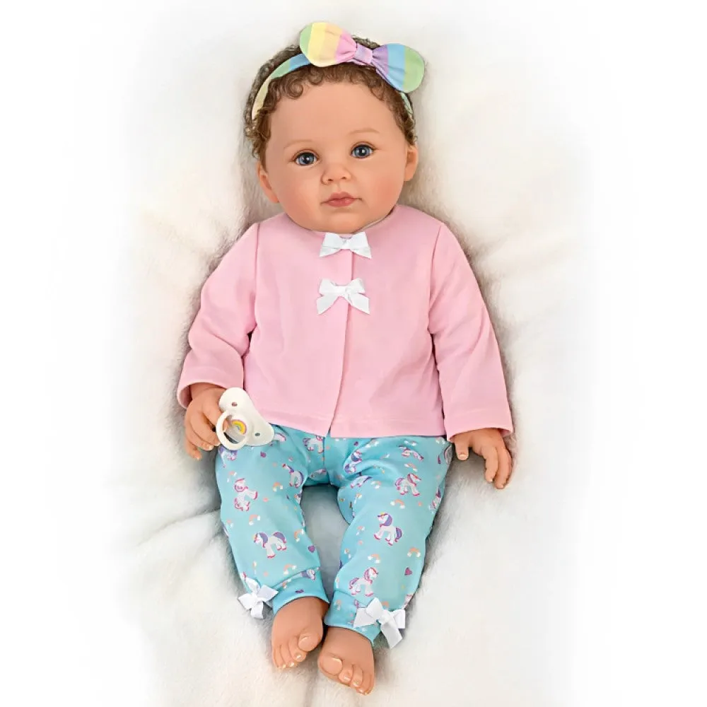 The Ashton-Drake Galleries One of A Kind Katherine Lifelike So Truly Real® Baby Girl Doll Weighted with Soft RealTouch® Vinyl Skin and Extra Coordinating Cardigan and Pants by Ping Lau 18"-Inches