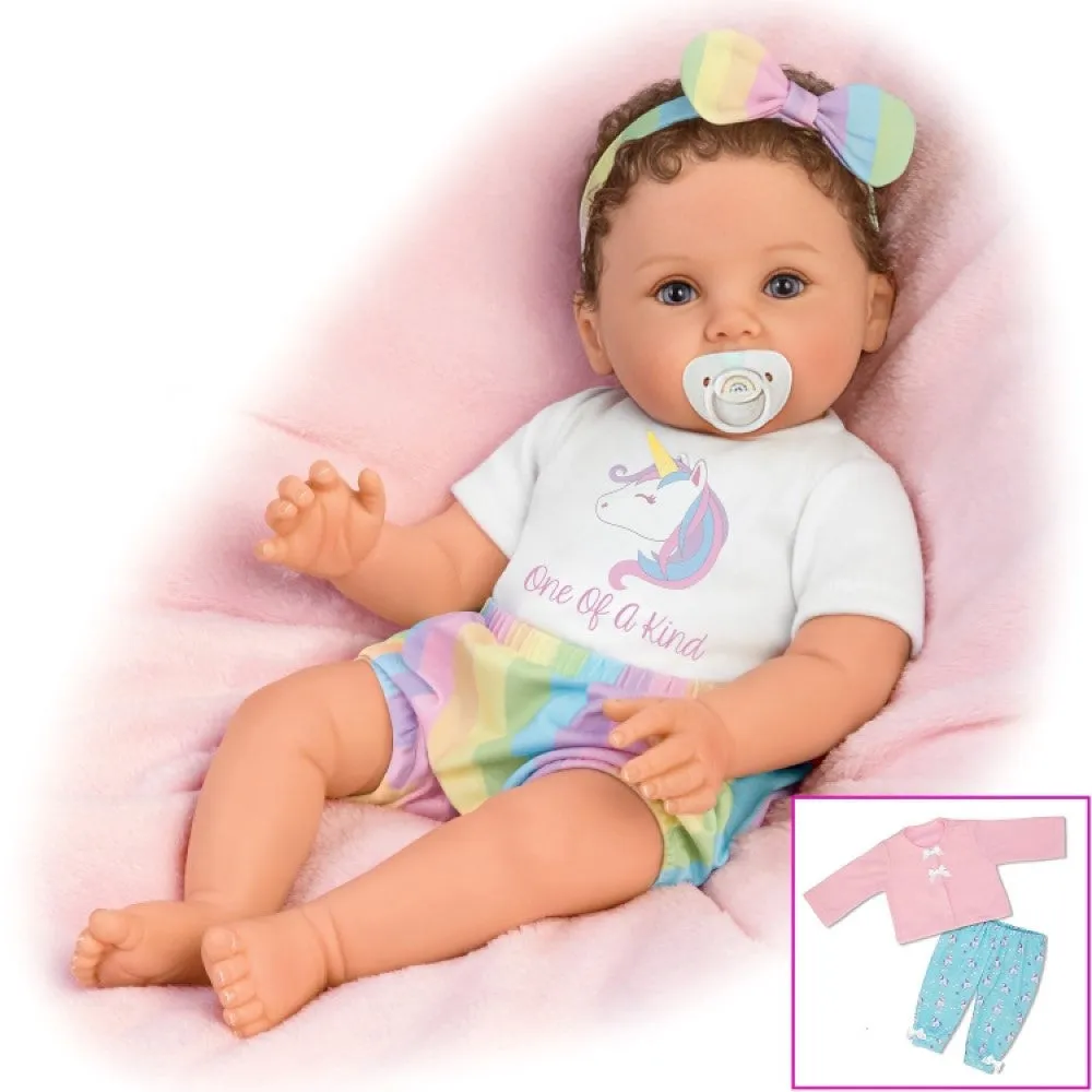 The Ashton-Drake Galleries One of A Kind Katherine Lifelike So Truly Real® Baby Girl Doll Weighted with Soft RealTouch® Vinyl Skin and Extra Coordinating Cardigan with Pants by Ping Lau 18"-Inches