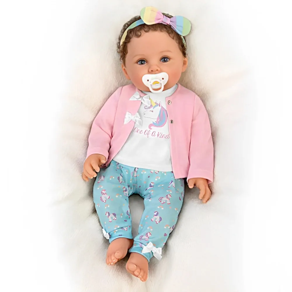 The Ashton-Drake Galleries One of A Kind Katherine Lifelike So Truly Real® Baby Girl Doll Weighted with Soft RealTouch® Vinyl Skin and Extra Coordinating Cardigan with Pants by Ping Lau 18"-Inches