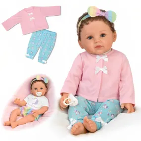 The Ashton-Drake Galleries One of A Kind Katherine Lifelike So Truly Real® Baby Girl Doll Weighted with Soft RealTouch® Vinyl Skin and Extra Coordinating Cardigan with Pants by Ping Lau 18"-Inches