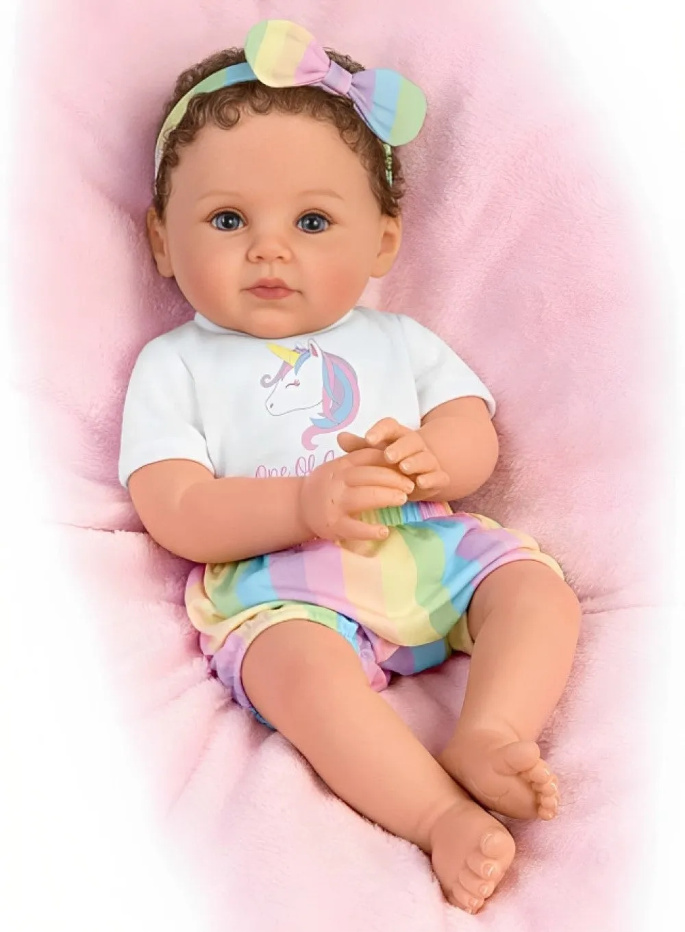 The Ashton-Drake Galleries One of A Kind Katherine Lifelike So Truly Real® Baby Girl Doll Weighted with Soft RealTouch® Vinyl Skin and Extra Coordinating Cardigan with Pants by Ping Lau 18"-Inches