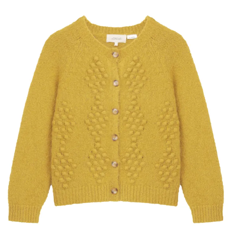 The Great - The Diamond Bobble Cardigan in Bright Daisy