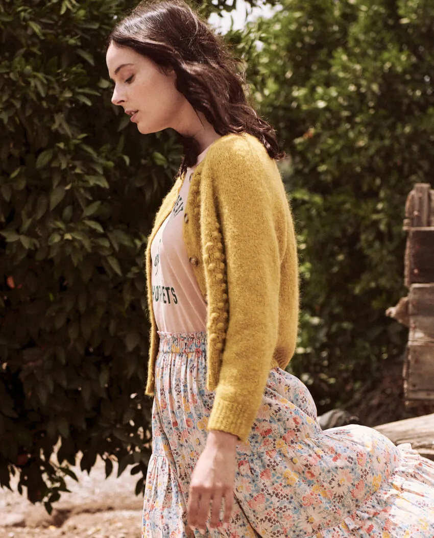 The Great - The Diamond Bobble Cardigan in Bright Daisy