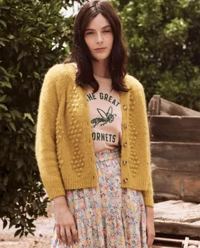 The Great - The Diamond Bobble Cardigan in Bright Daisy