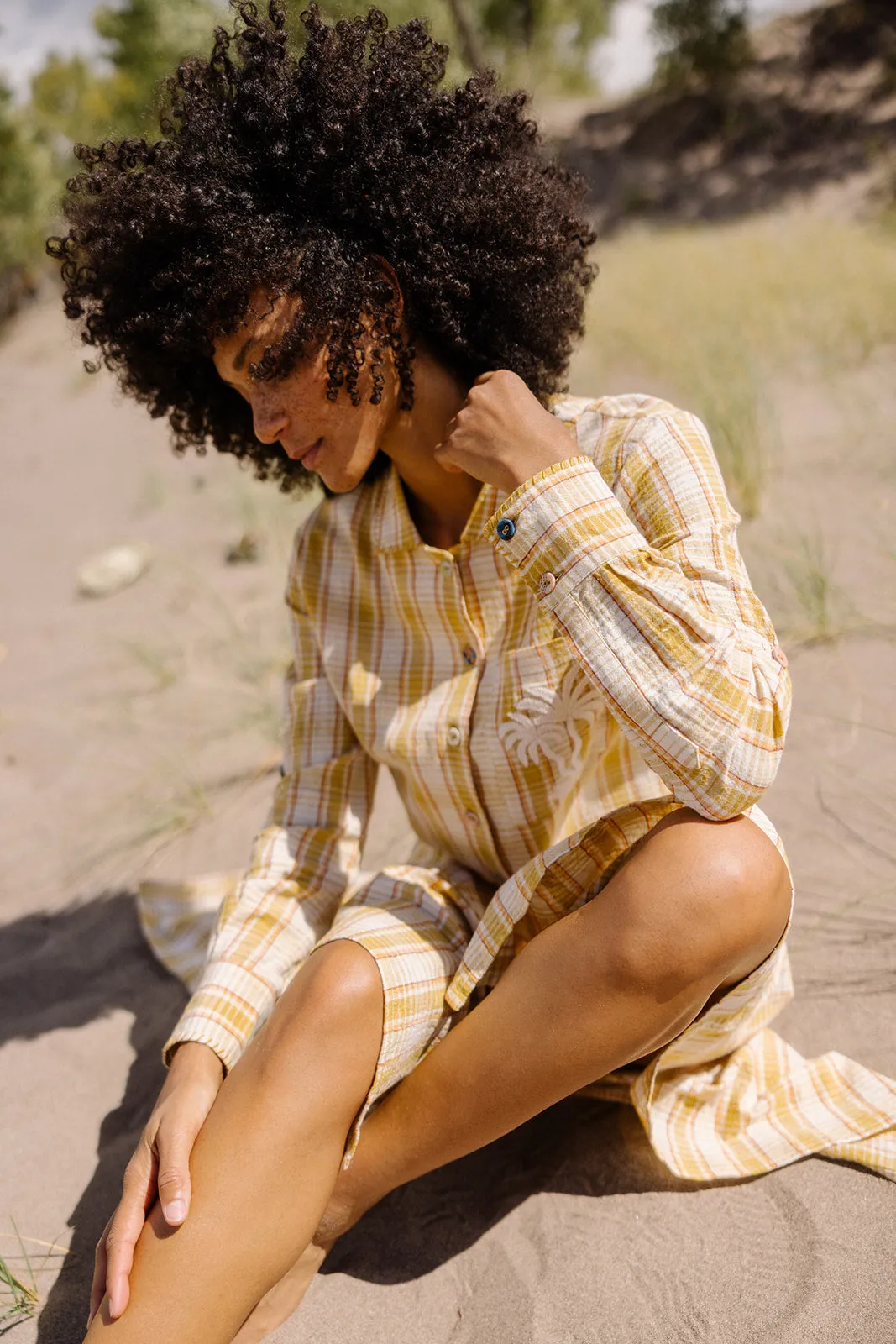 The Kabir Shirt Dress Wholesale ~ Turmeric Check