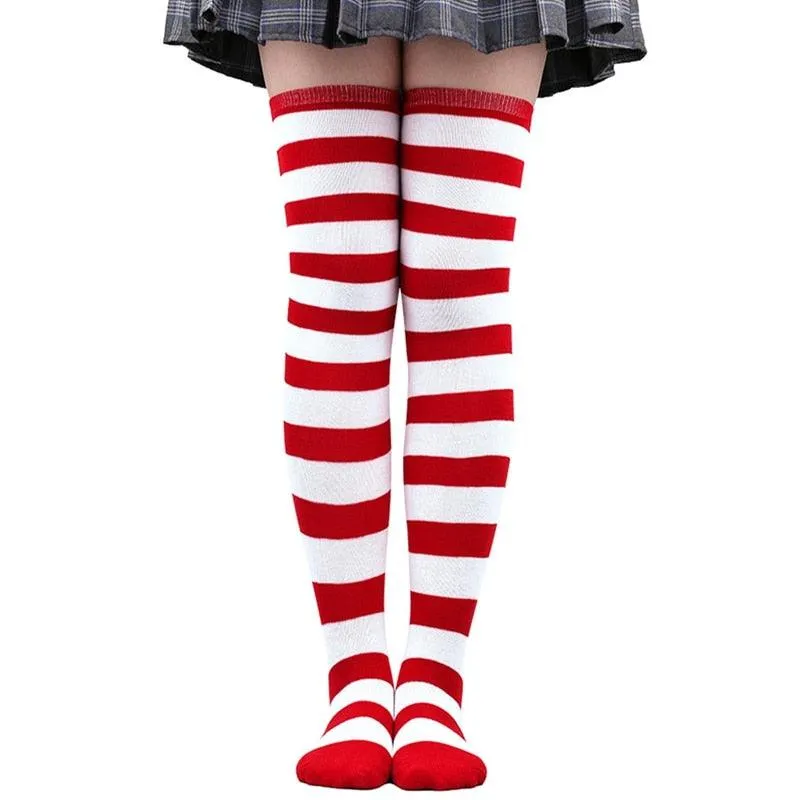 Thick Striped Thigh High Socks