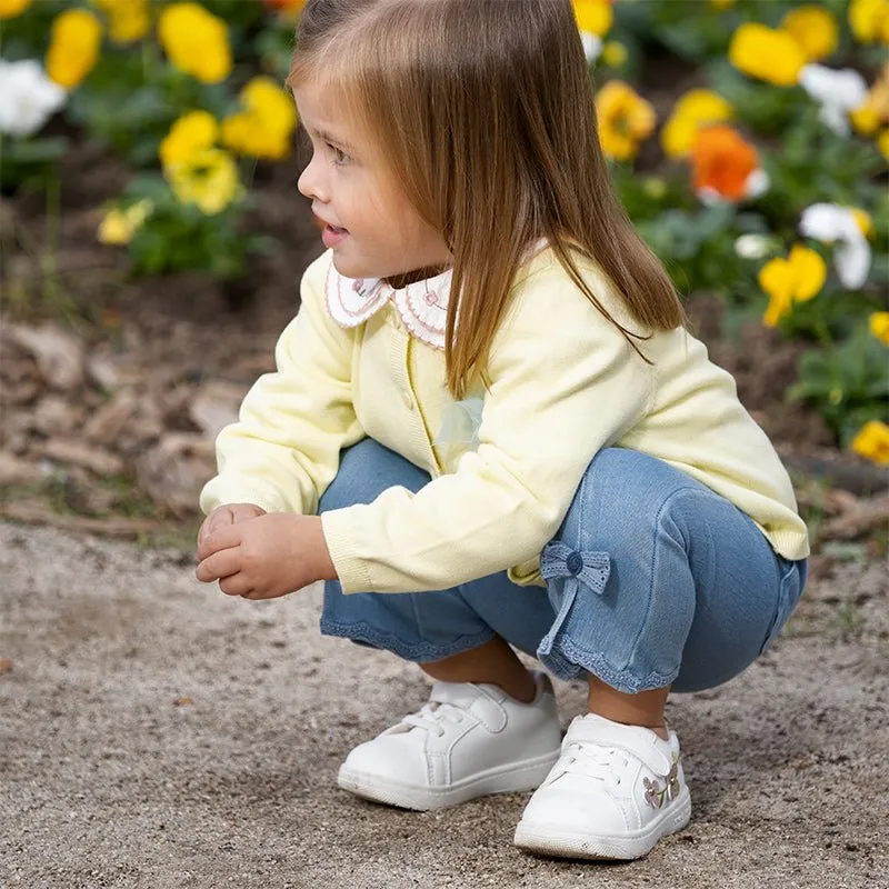 Tulle Flower Embroidery Girl Yellow Cardigan