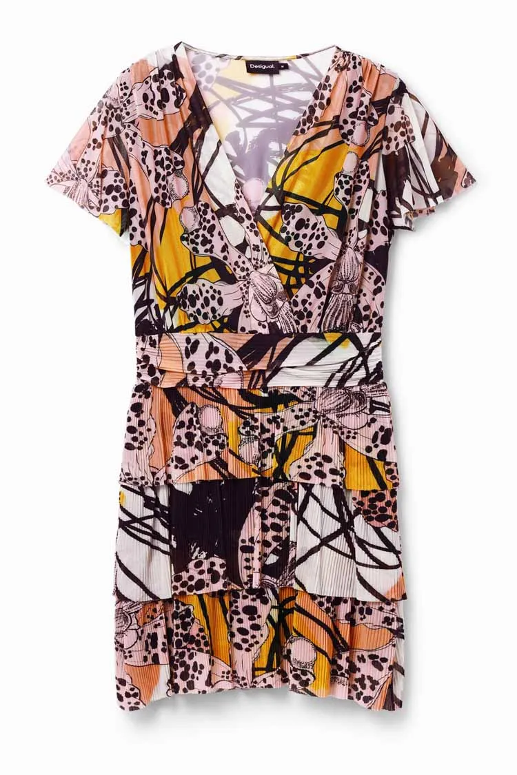 Tulle Orchid Printed SS Wrap Dress