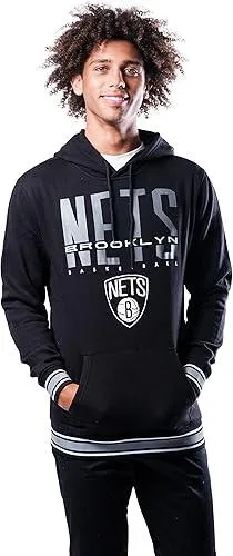 Ultra Game NBA Official Men’s Soft Fleece Hoodie Pullover Sweatshirt - Unisex, Brooklyn Nets, Team Color|Brooklyn Nets