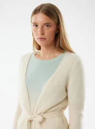 Ultra Soft Laser Cut Cardigan With Self Tie