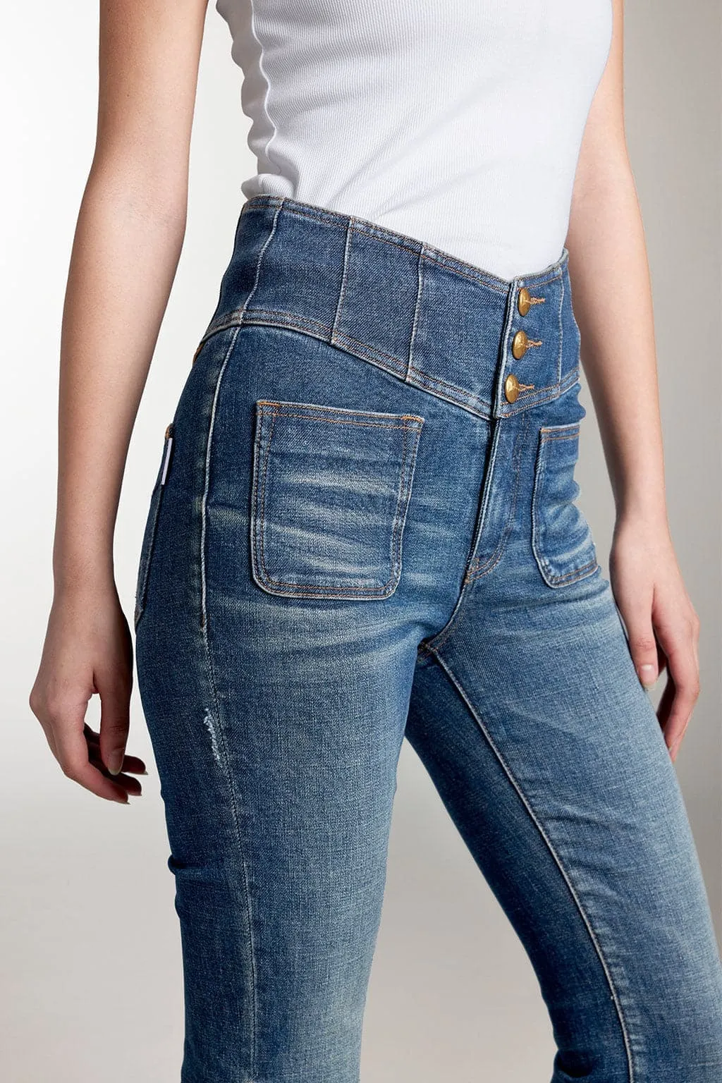 V-Shape Super High Waist Flared Jeans