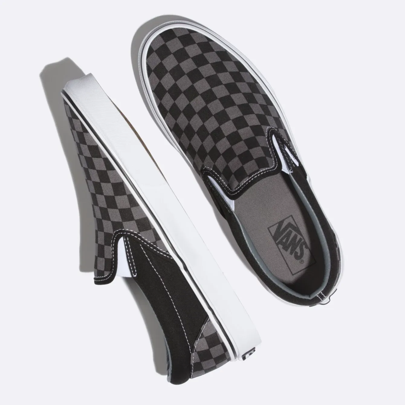 Vans Unisex Classic Slip On Checkerboard Shoes - Black / Pewter