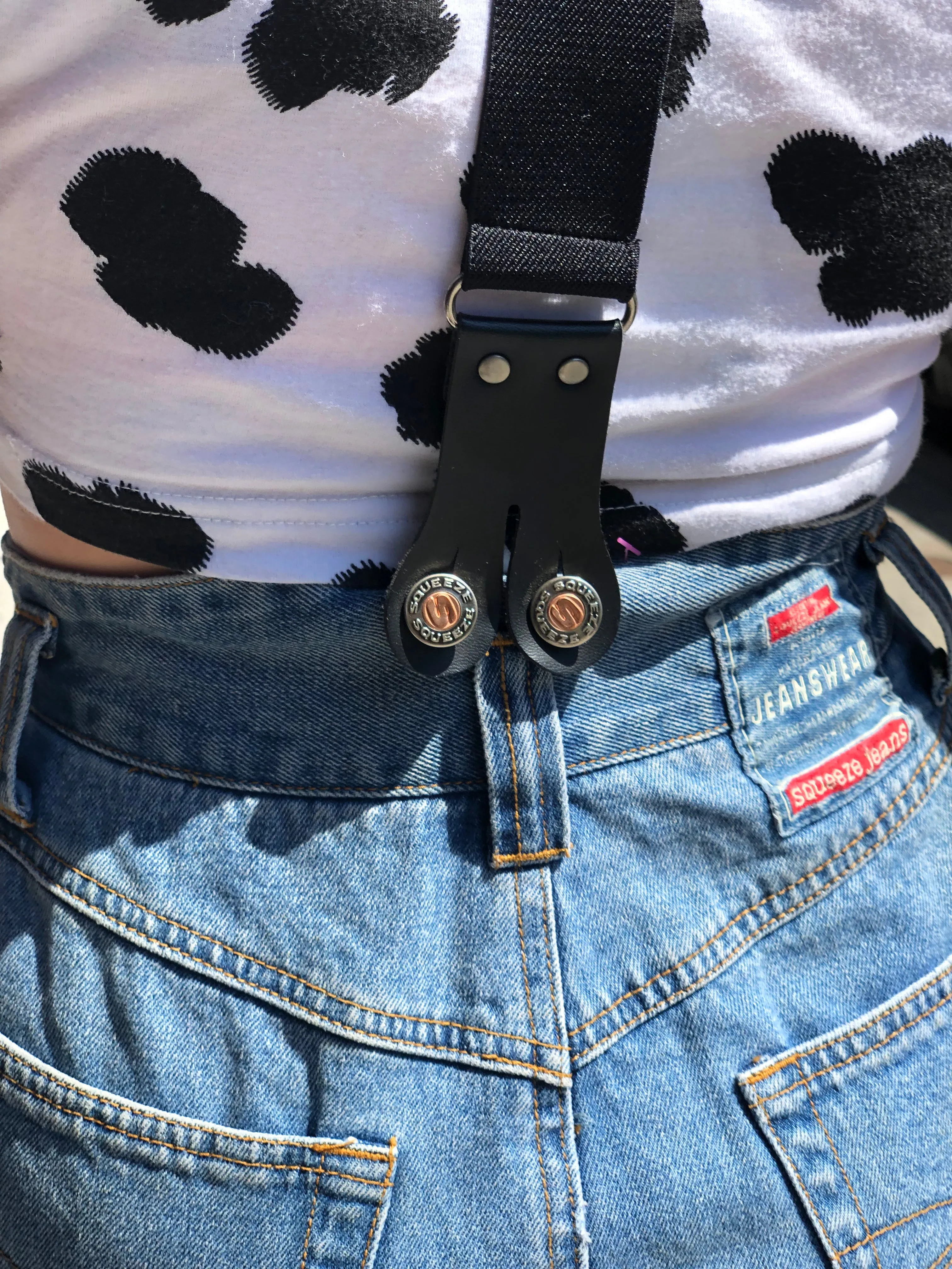 Vintage 90s Denim Skirt With Suspenders