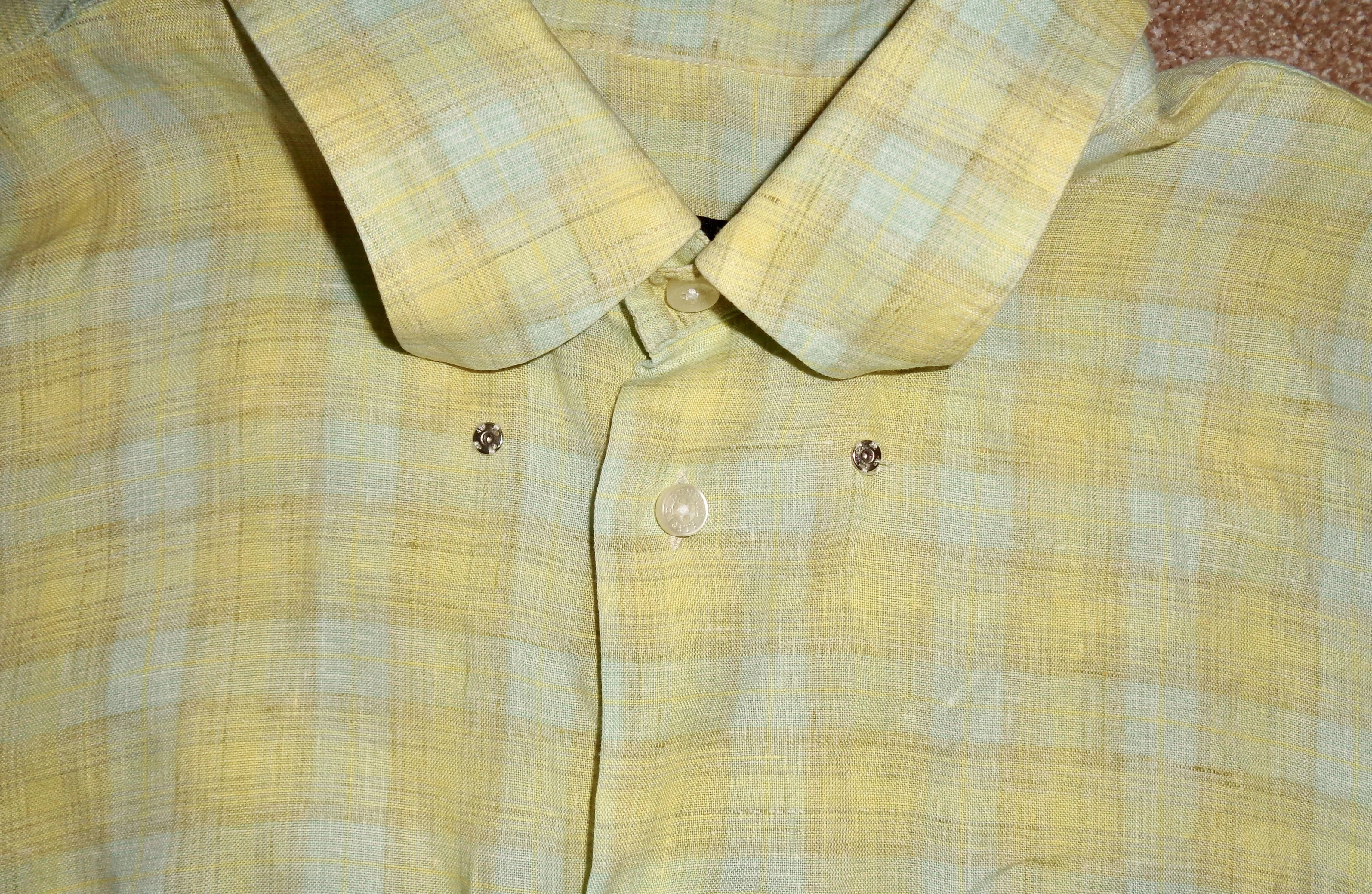 Vintage Dunhill Yellow & Blue Check Long Sleeve 100% Linen X-Large Shirt