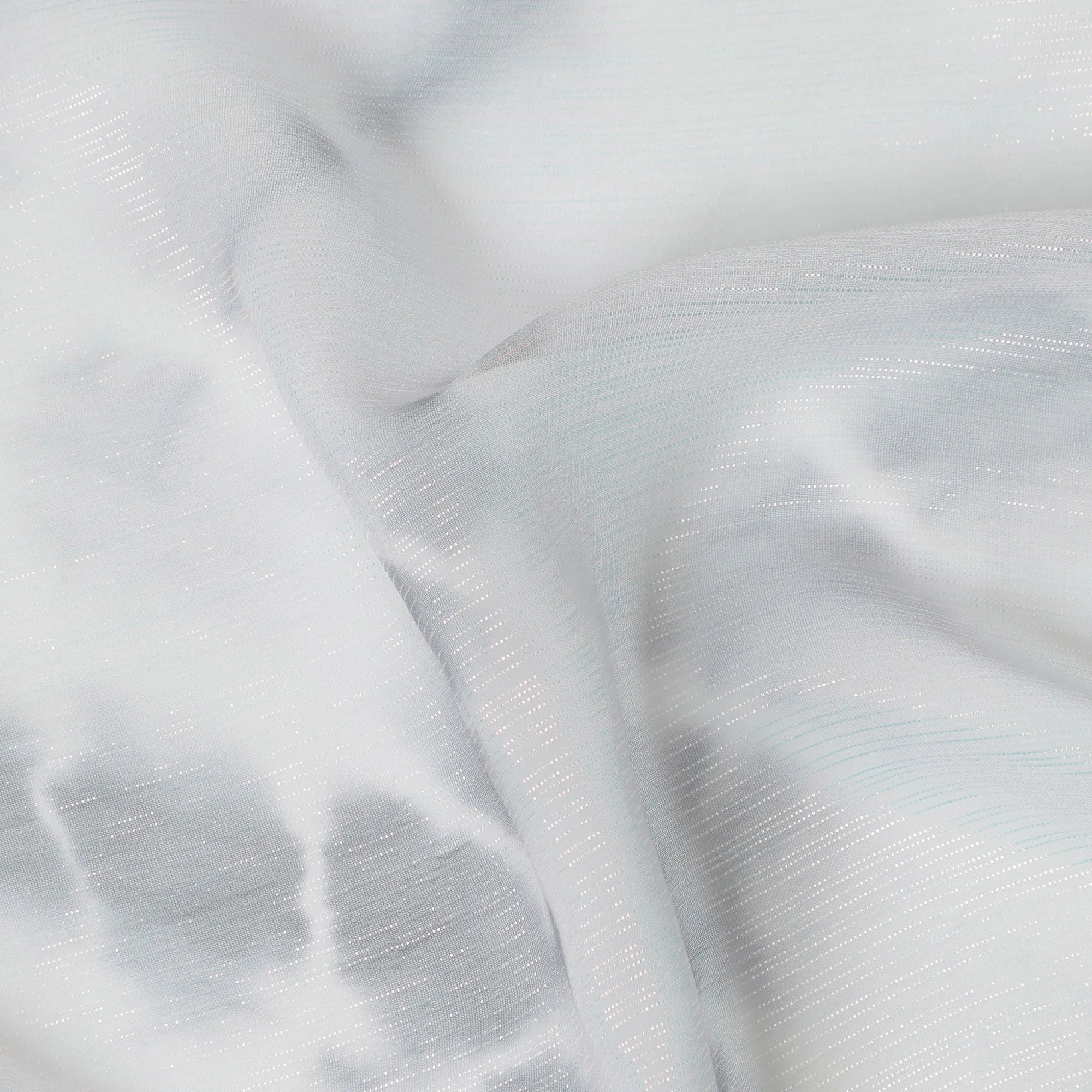 White and Gray Synthetic Chiffon Fabric with Abstract Design, 110 cm Width-D20679