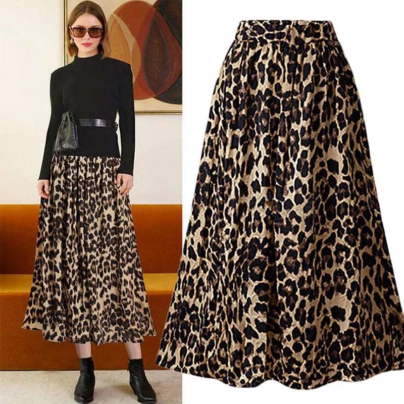 Women's Casual Leopard Print A-line Skirt