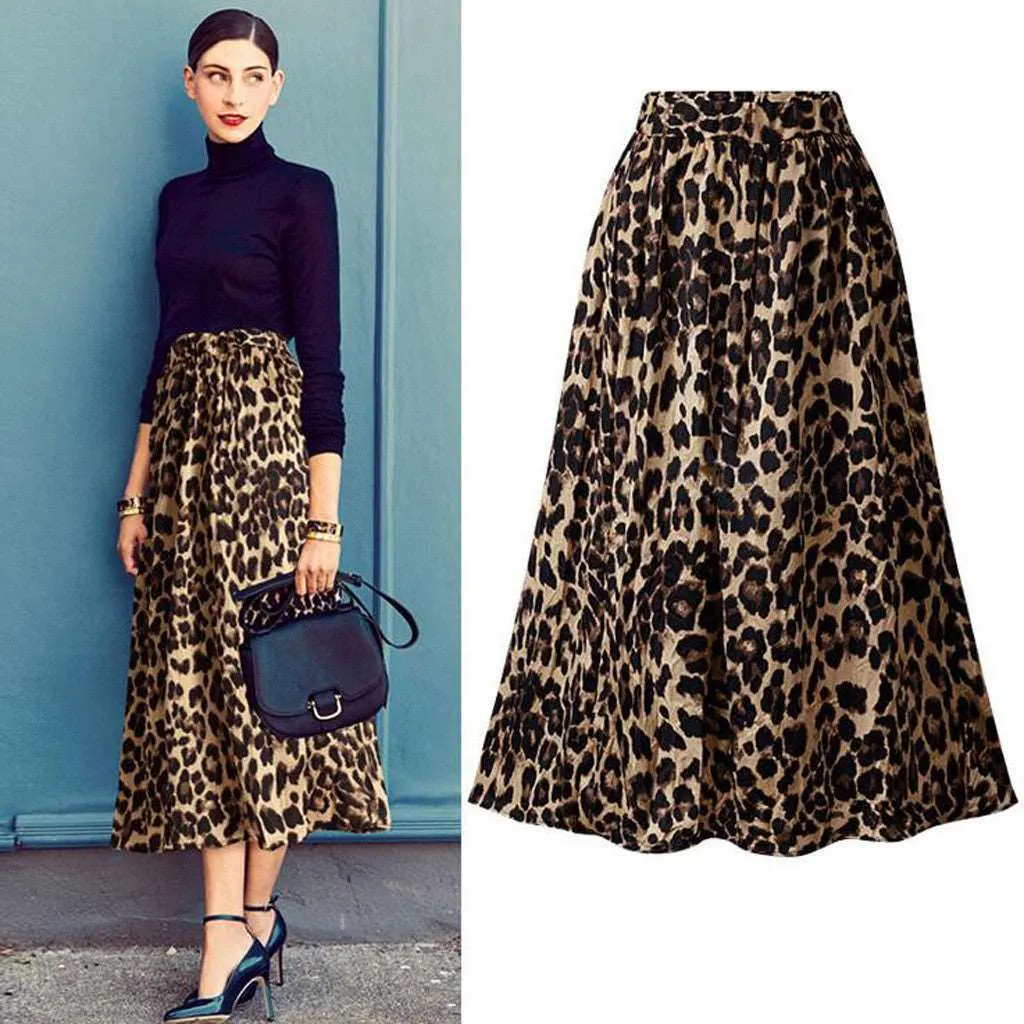 Women's Casual Leopard Print A-line Skirt