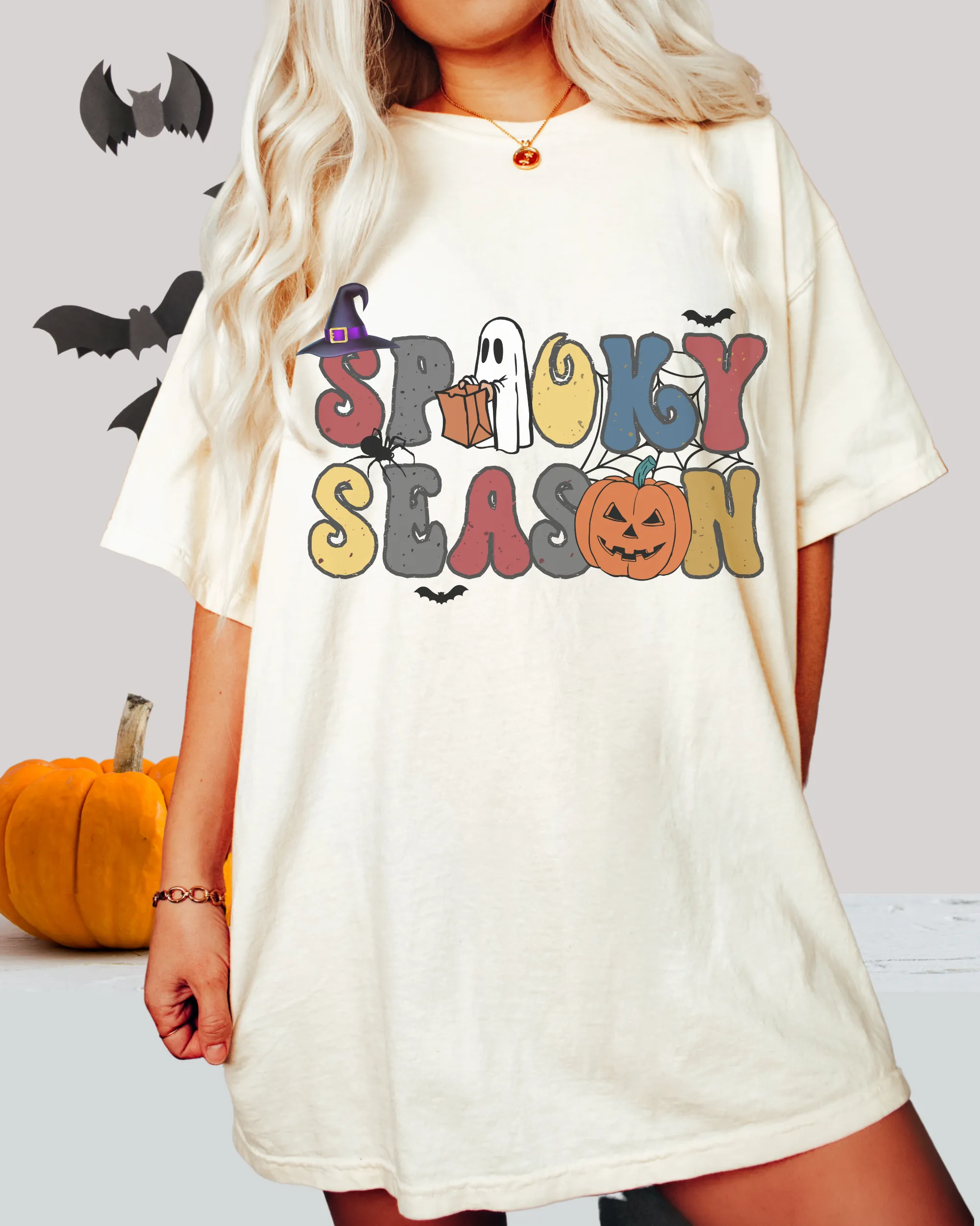 Women's Halloween Spooky Season Comfort Colors® Halloween T-Shirt, Women's Stay Spooky T-Shirt