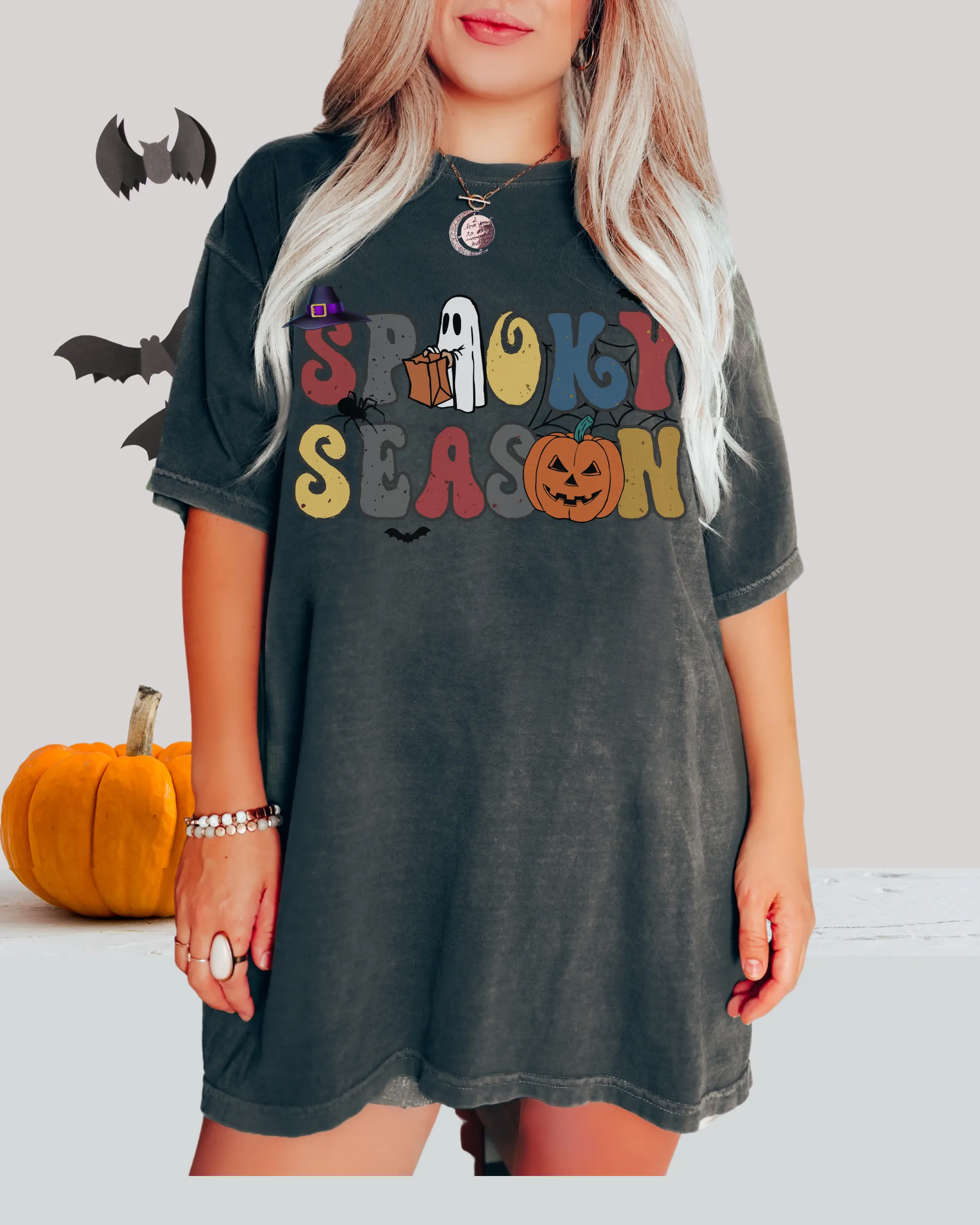 Women's Halloween Spooky Season Comfort Colors® Halloween T-Shirt, Women's Stay Spooky T-Shirt