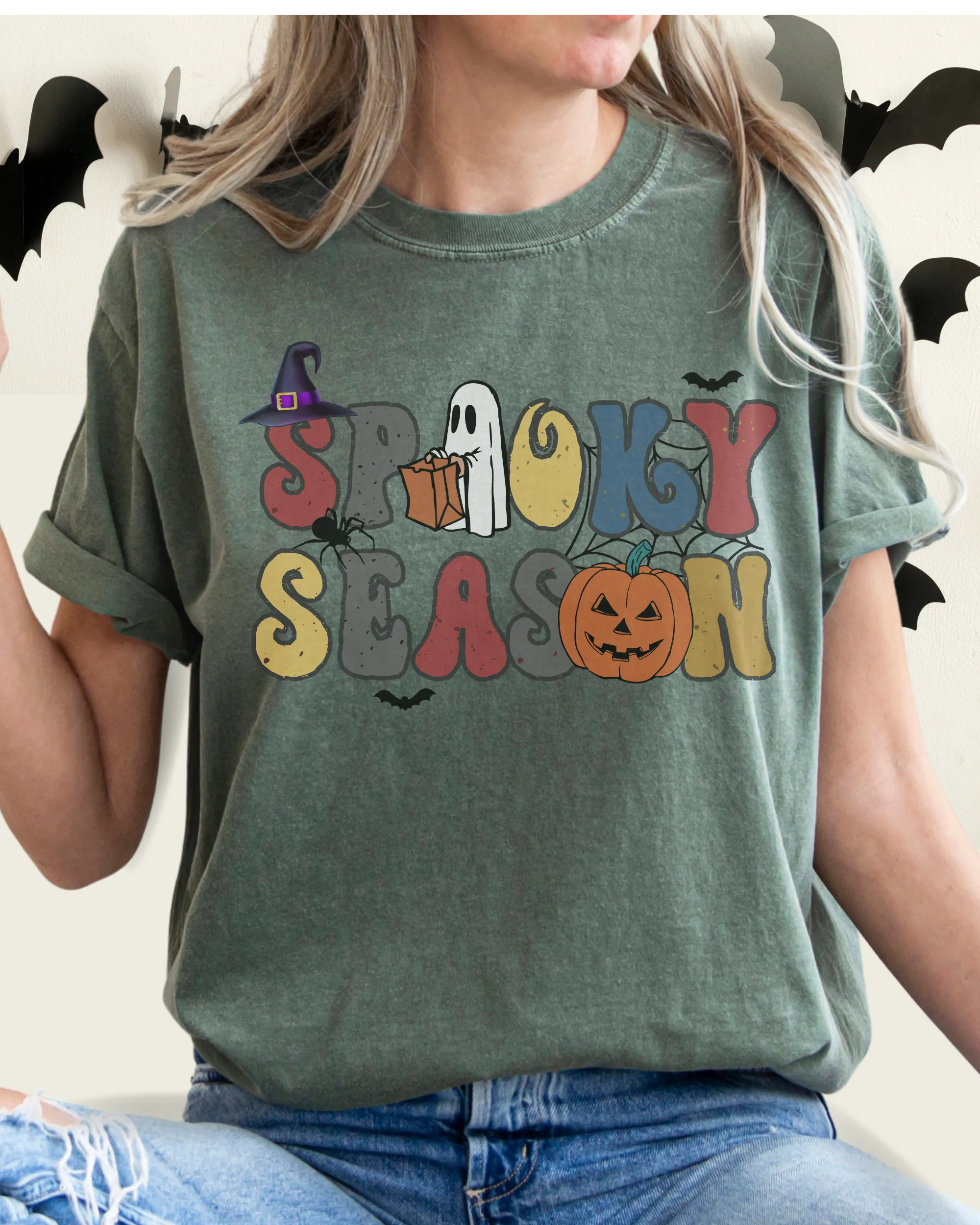 Women's Halloween Spooky Season Comfort Colors® Halloween T-Shirt, Women's Stay Spooky T-Shirt