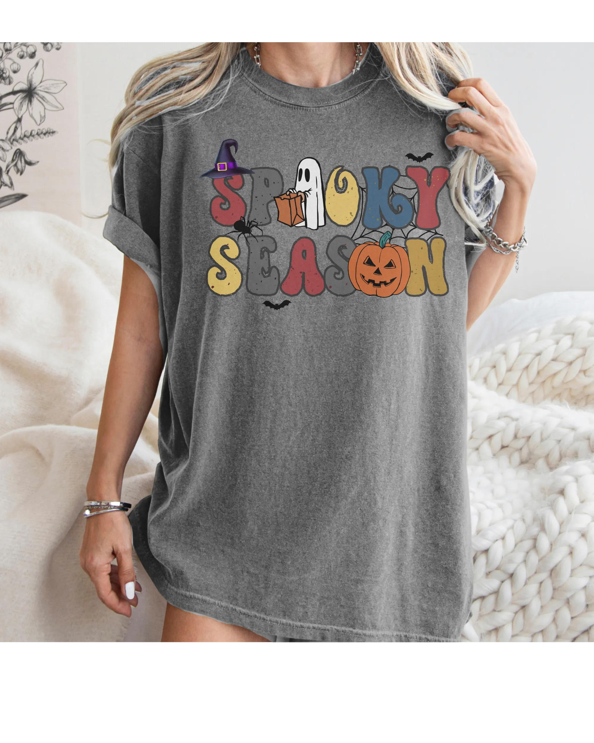 Women's Halloween Spooky Season Comfort Colors® Halloween T-Shirt, Women's Stay Spooky T-Shirt