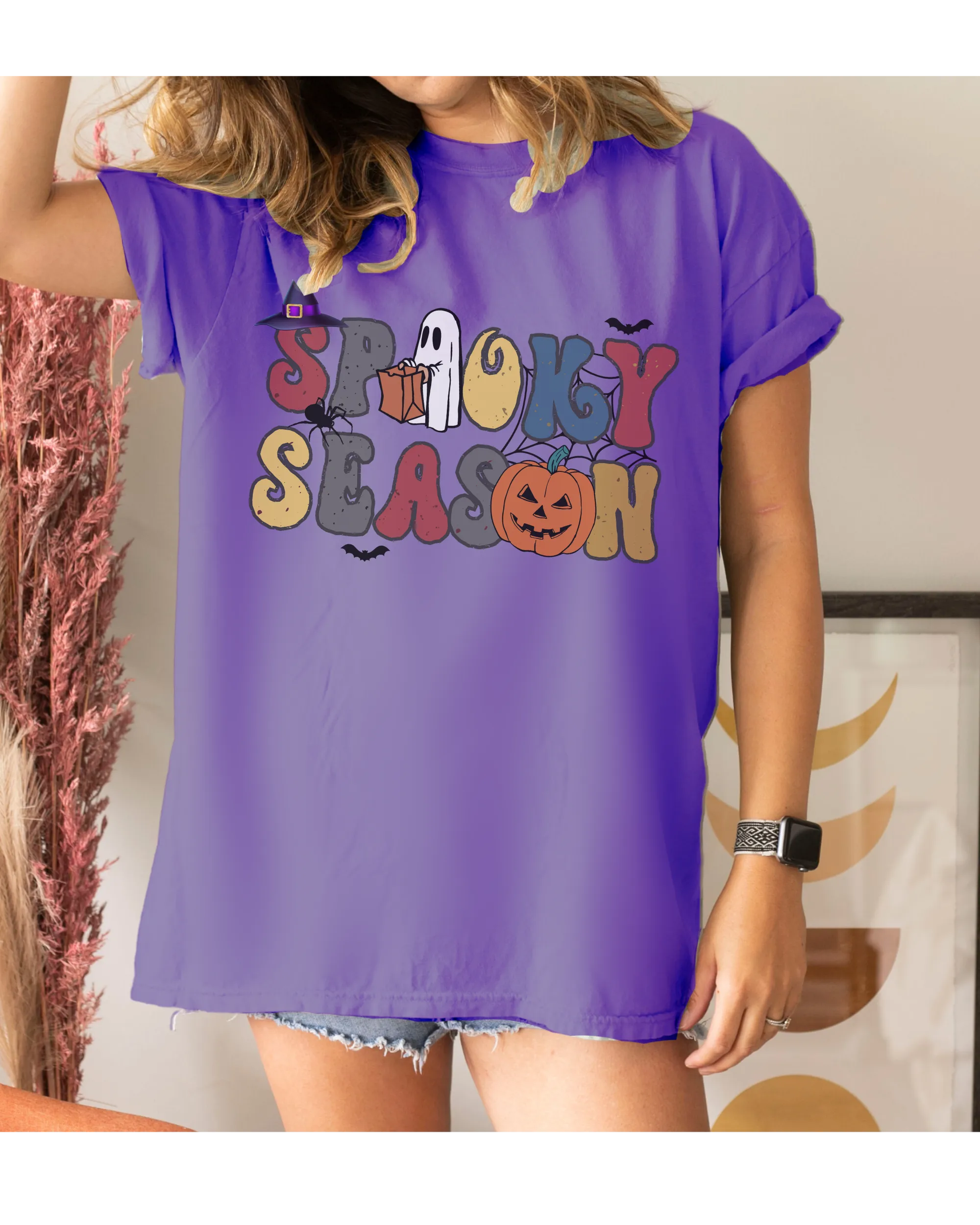 Women's Halloween Spooky Season Comfort Colors® Halloween T-Shirt, Women's Stay Spooky T-Shirt