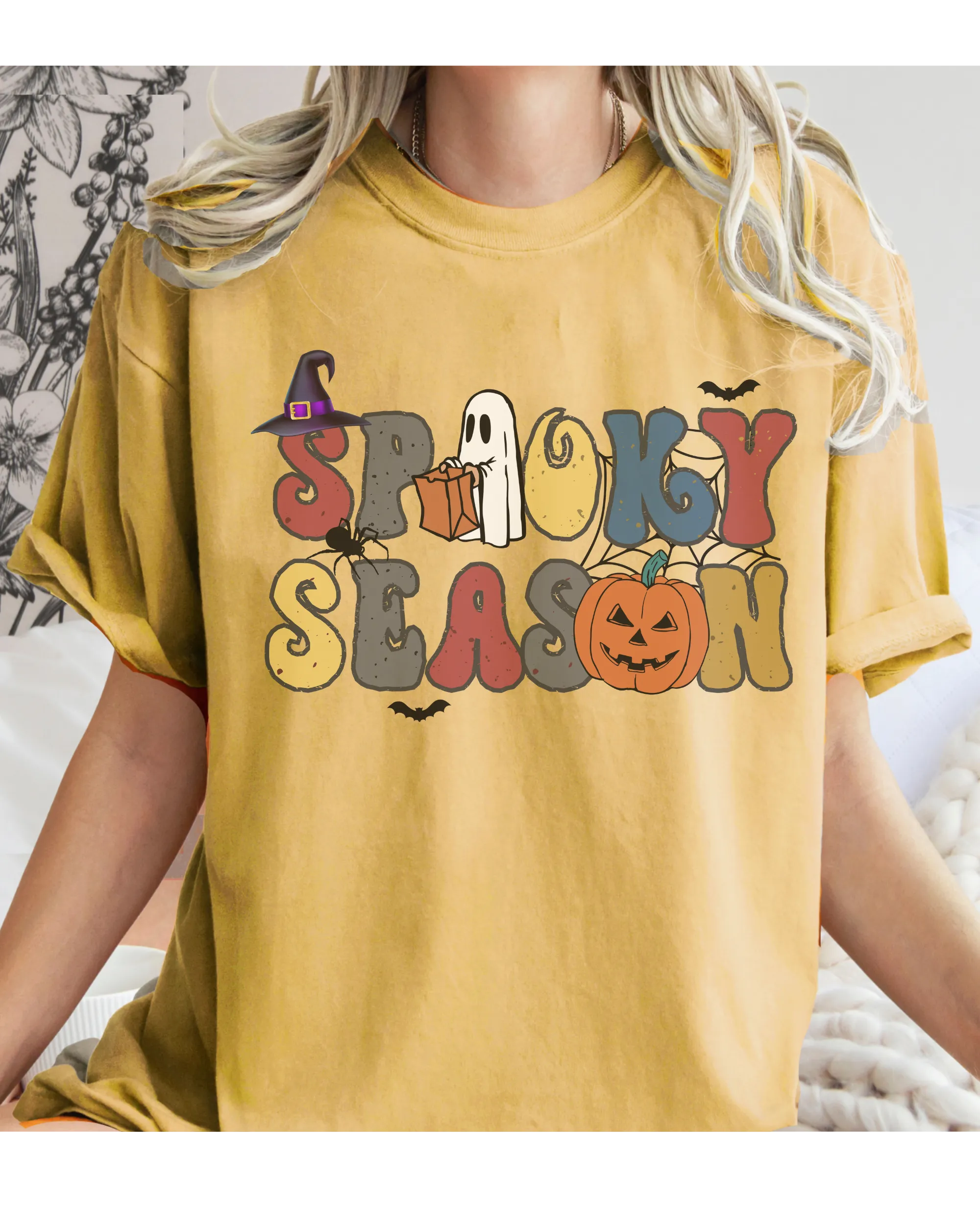 Women's Halloween Spooky Season Comfort Colors® Halloween T-Shirt, Women's Stay Spooky T-Shirt