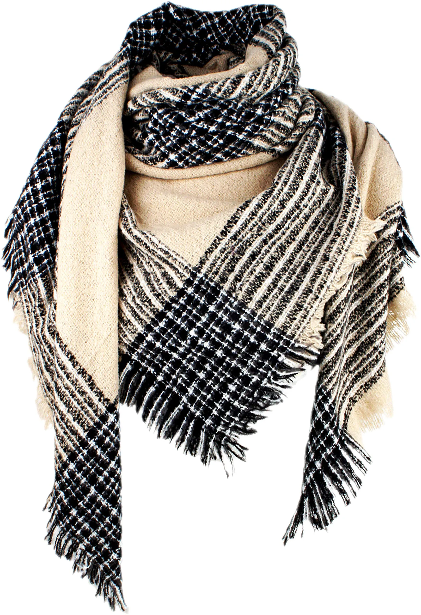 Women's Plaid Blanket Winter Scarf Warm Wrap Oversized Shawl Cape