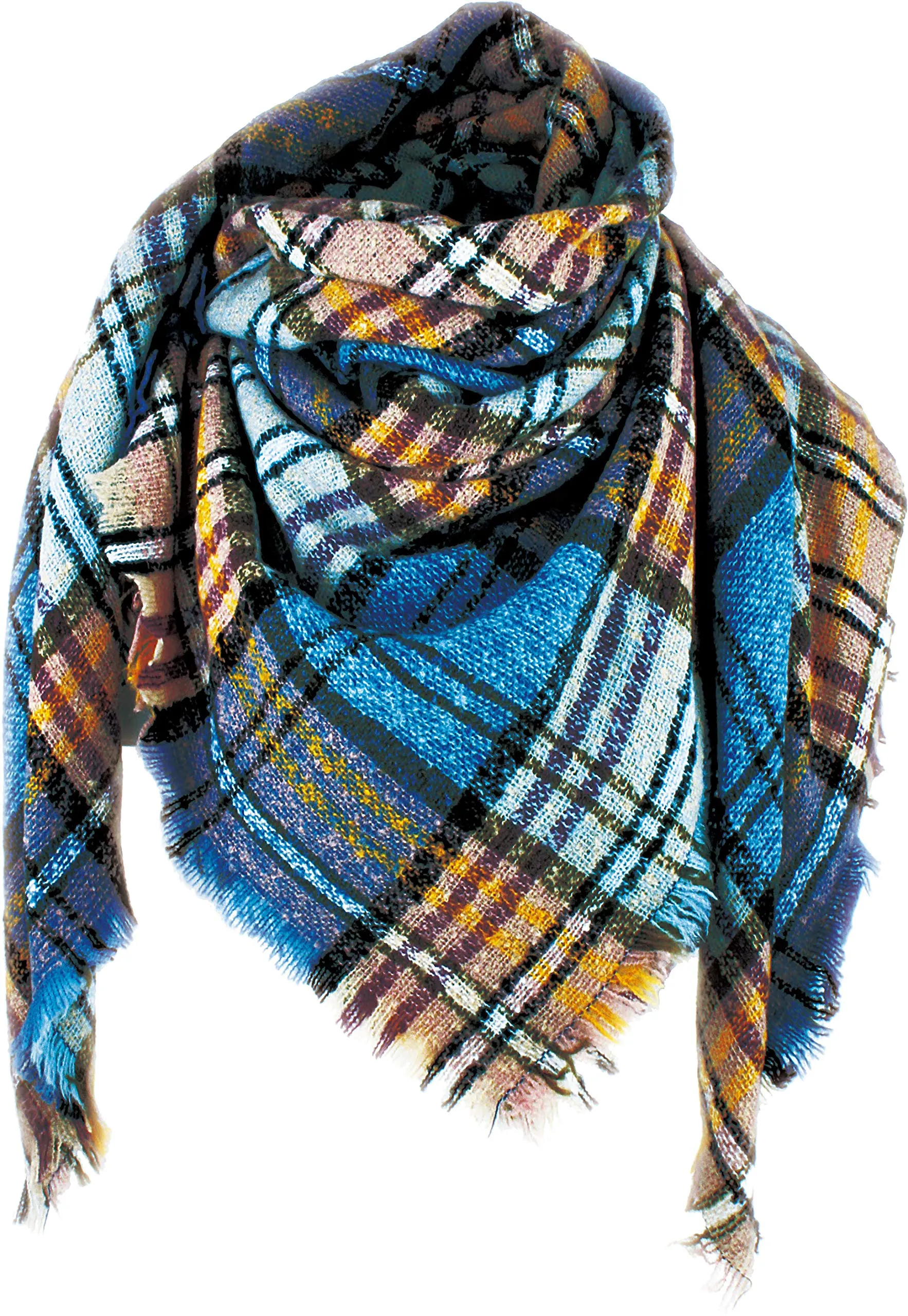 Women's Plaid Blanket Winter Scarf Warm Wrap Oversized Shawl Cape