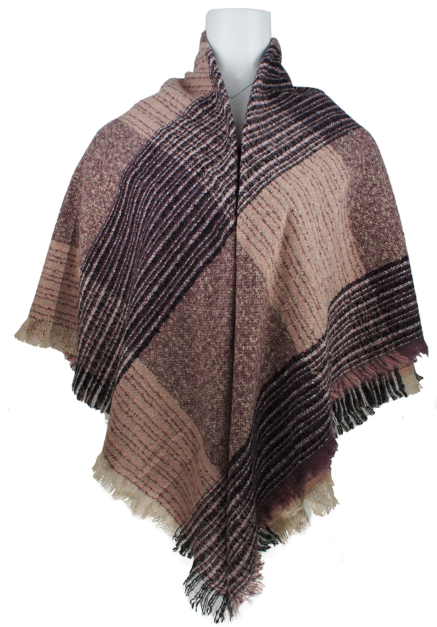 Women's Plaid Blanket Winter Scarf Warm Wrap Oversized Shawl Cape