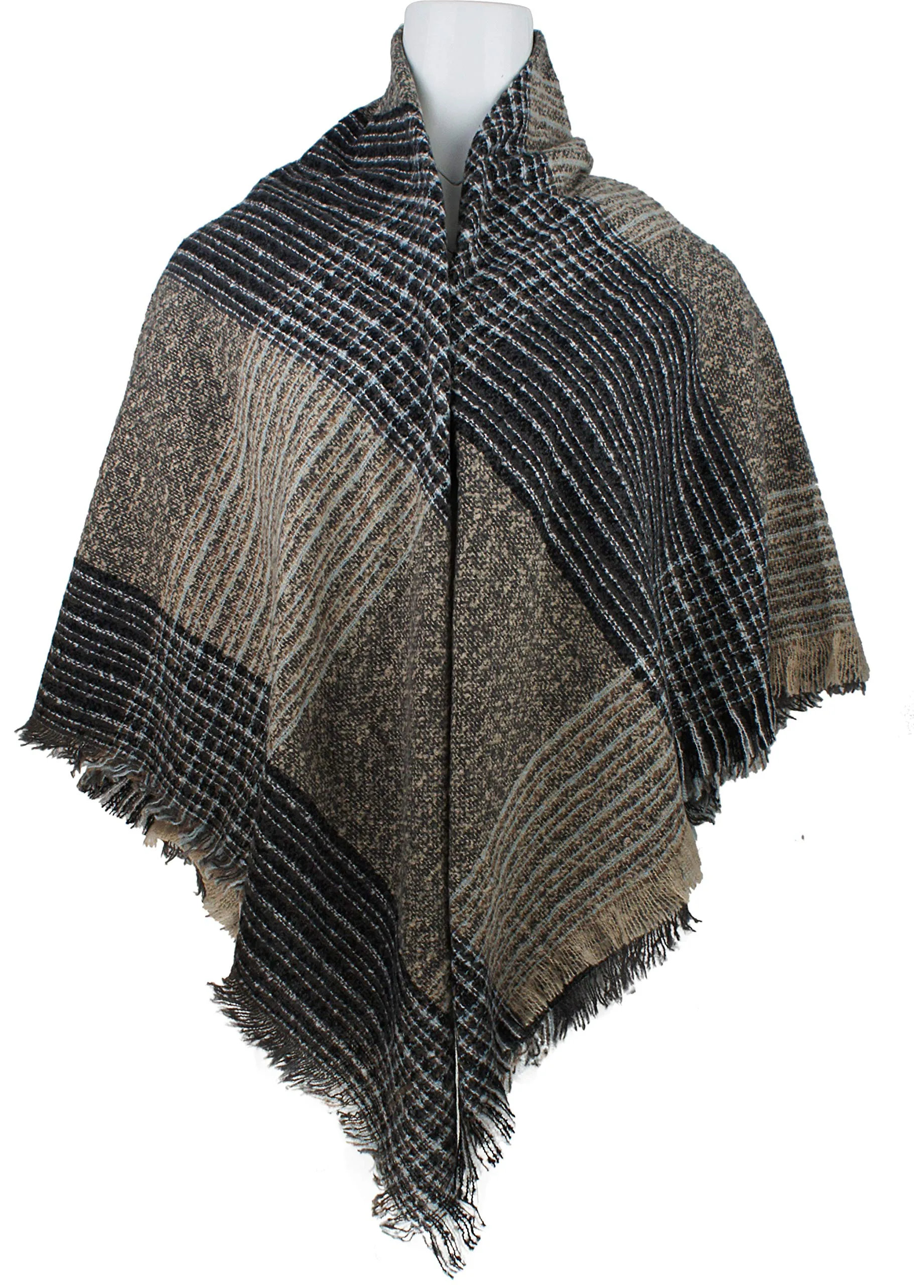 Women's Plaid Blanket Winter Scarf Warm Wrap Oversized Shawl Cape