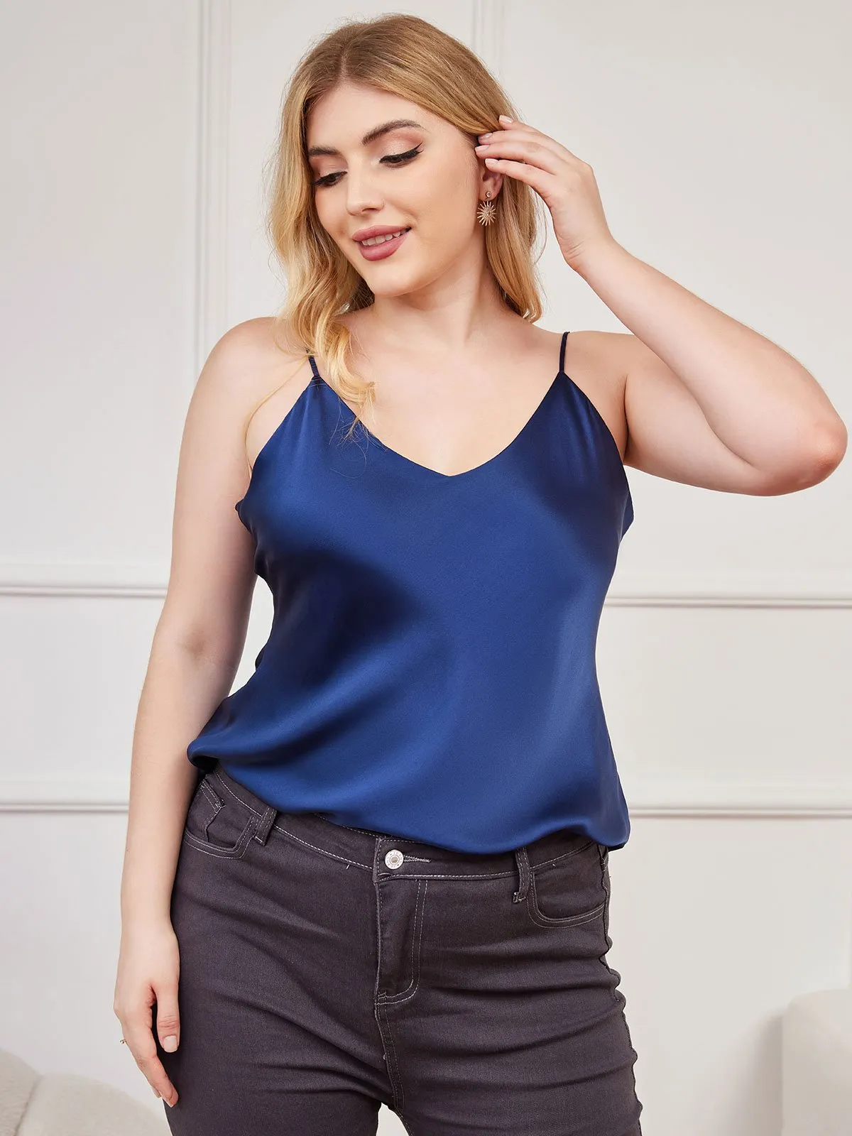 Women's Plus Size Silk Spaghetti Strap Camisole Top